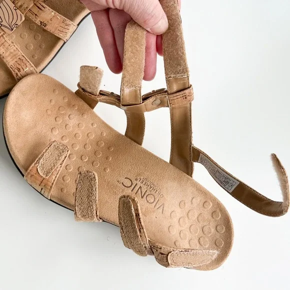 Vionic Amber Sandal Tan Cork Womens 6 - Picture 3 of 9